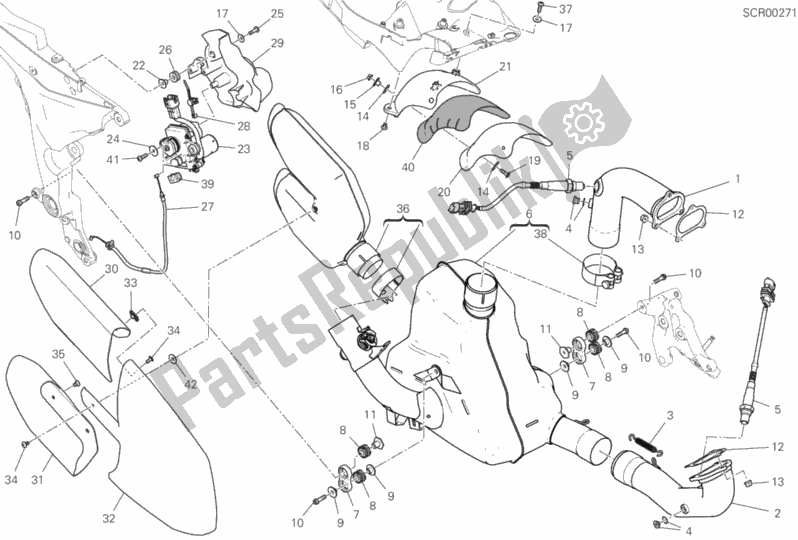 All parts for the Exhaust System of the Ducati Multistrada 1260 S ABS USA 2018